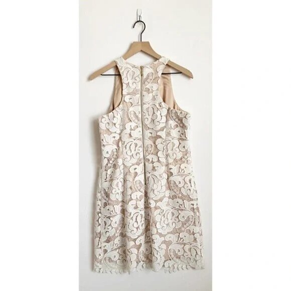 Anthropology Eliza J Adynne Sleeveless Floral Lace Overlay Shift Dress Size 2 - Picture 3 of 7